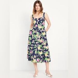 Old Navy Navy Floral Midi Dress